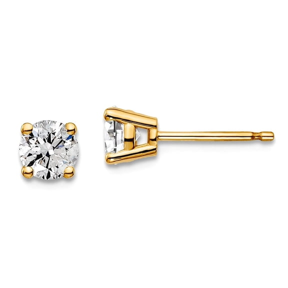 14k Yellow Gold 3/4 Carat Total Weight Round SI1 SI2 G H I Lab Grown Diamond 4 Prong Stud Post Earrings 5x5mm Wide Stud