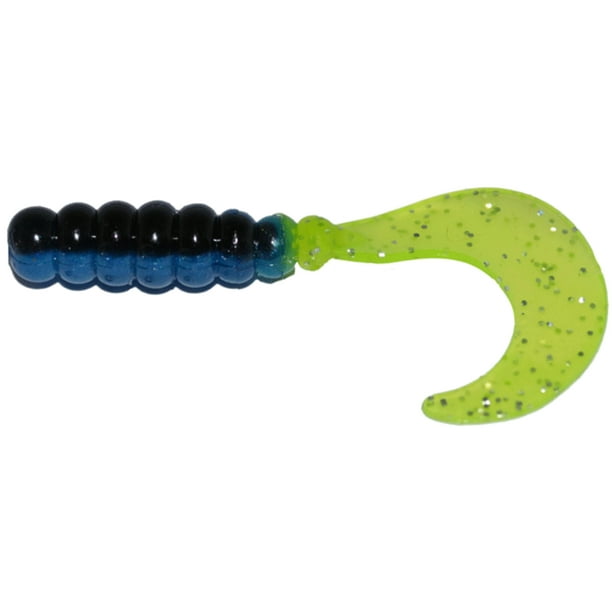 Big Bite Baits FG205 Black/Blue/Chart 2" Fat Grub 10pk Fishing Lure