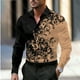 thumbnail image 3 of Camisa formal informal de negocios con diseño floral para hombre, camisa con botones para fiesta, uso diario, primavera y verano, solapa, manga larga, 11 colores, tela suave, 3 of 5