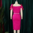 thumbnail image 5 of AURA Plus Size Elegant V Neck 3D Flower Banquet Midi Dress High Waist Bodycon African Party Dress with Belt, 5 of 9