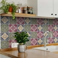 thumbnail image 2 of Mi Alma Peel & Stick Tiles - Pink Green Spanish Vinyl Backsplash 12x12, 2 of 11