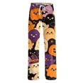 thumbnail image 4 of IYYVV Halloween Pajama Pants for Women Stretch Drawstring Lounge Pants Casual Pumpkin Printed Wide Leg Pjs Bottoms Yellow L, 4 of 5