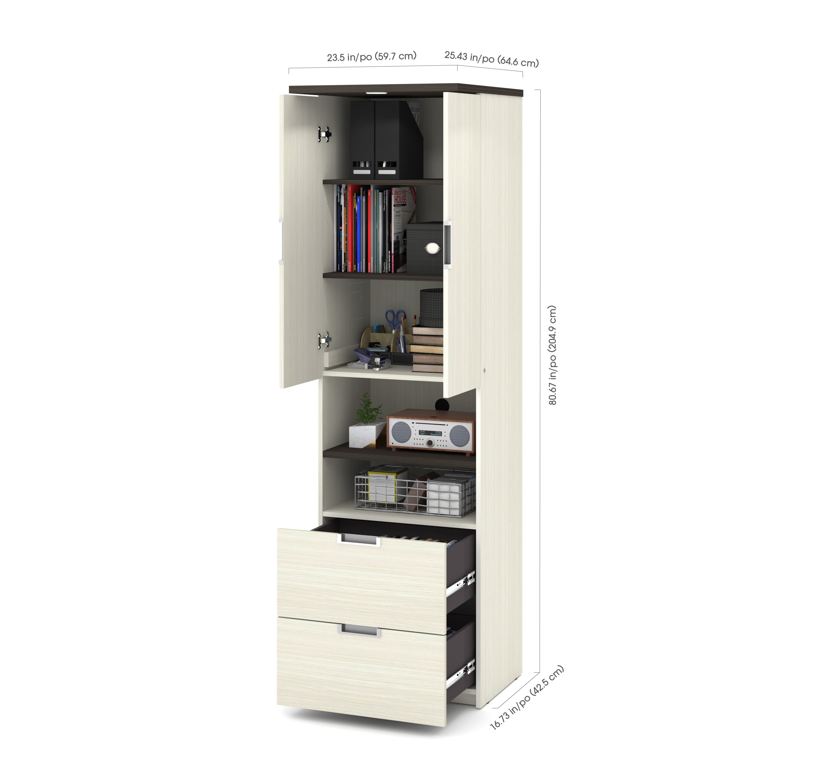 Bestar lumina wall bed with desk in white chocolate & dark chocolate deals