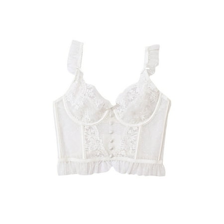 

Canrulo Women s Bustier Corset Tops Push Up Off Shoulder Camisole Spaghetti Strap Slim Crop Top Bodice for Cocktail White L