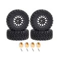 thumbnail image 1 of Juego de 4 llantas de metal con bloqueo de cuentas de 62 x 24 mm y 1,2 pulgadas para coche teledirigido TRX4M Axial SC 1/18 1/24, color negro, 1 of 5