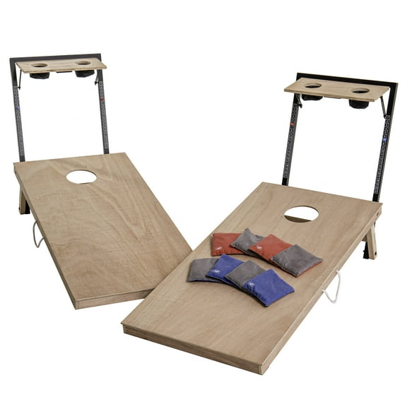Triumph 2x4 Integrated Cornhole Caddy Set with LED Lights and 8 Slick n Stick Bean Bags