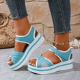 thumbnail image 5 of Viluyesy Women's Platform Sandals, Wide Width Comfortable Breathable Peep Toe Thick Sole Casual Roman Shoes Sky Blue 6, 5 of 9