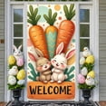 thumbnail image 3 of Cartoon Bunny Easter Bunny Banner Colorful Polka Dots Welcome Display Easter Egg Design Cute Rabbit Carrot Backdrop for Easter Party Spring Celebration Kids Event, 3 of 9