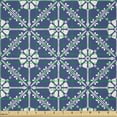 thumbnail image 2 of Ambesonne Azulejo Fabric by the Yard Microfiber, Traditional Portuguese Art, 3 Yards, White and Dark Lavender, 2 of 2