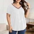 thumbnail image 2 of StSilkitty Summer Casual T-Shirts for Womens Plus Size Short Sleeve V Neck Shirts Solid Color Lightweight Soft Tops, 2 of 6
