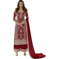 Stitched Women's Wear Pakistani Plazzo Dress Indian Designer Salwar Kameez Suits ( Red, XXL - 46 )