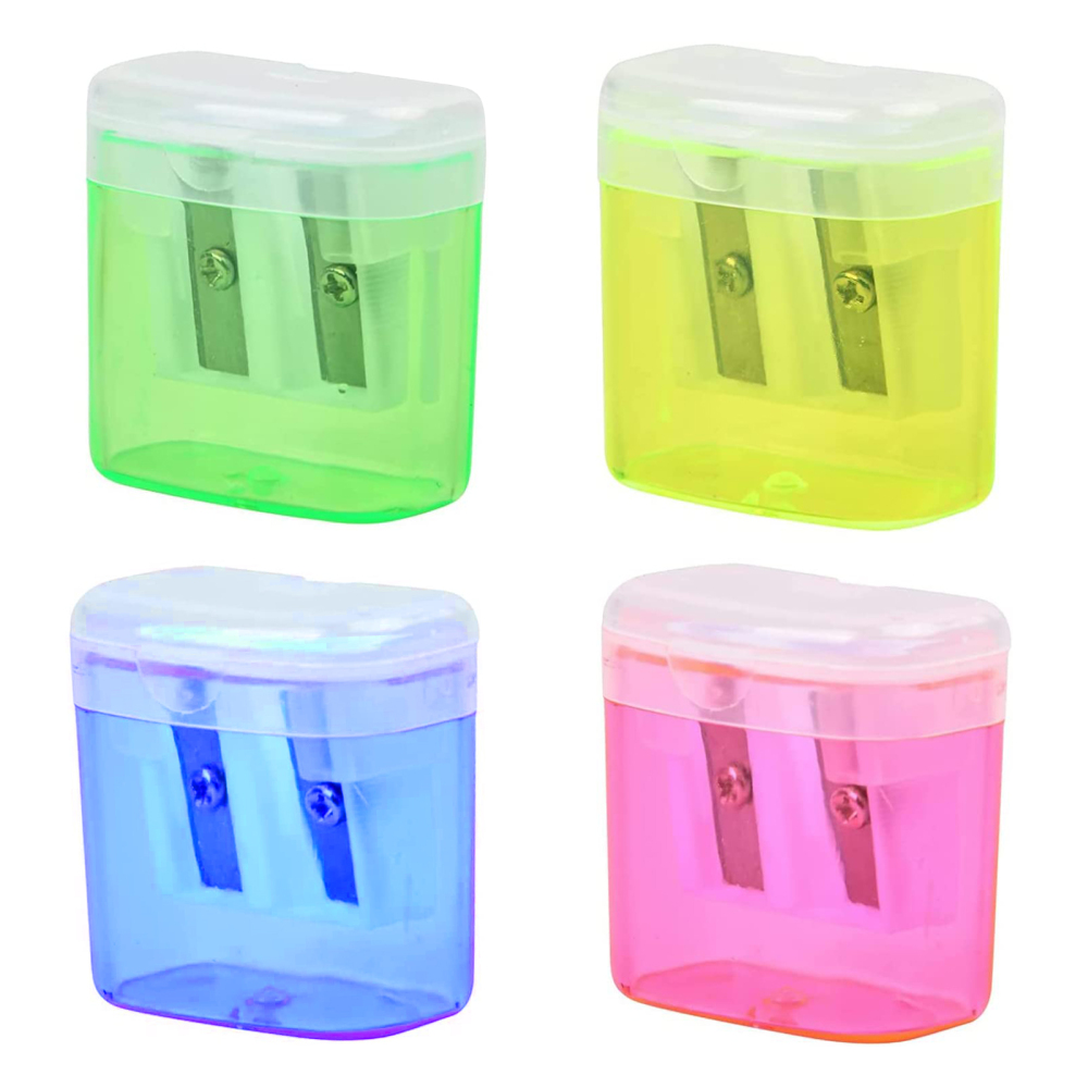4PCS Schools Manual Pencil Sharpeners DoubleHole Design Sharpener for