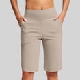 thumbnail image 2 of Women's High Waisted Yoga Shorts with Pockets 2026 Summer Casual Knee Length Comfy Breathable Workout Running Athletic Beach Shorts, 2 of 6