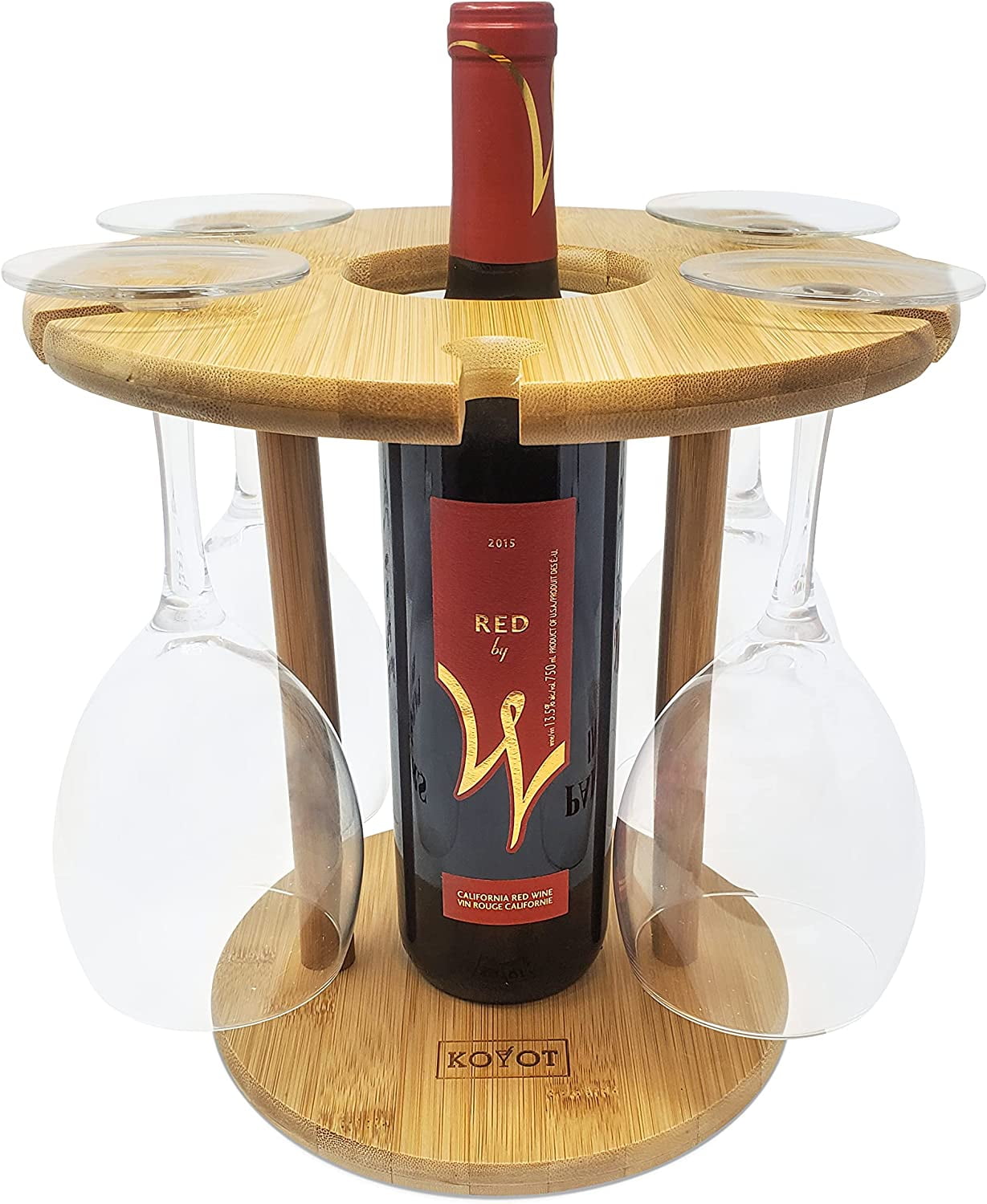 KOVOT Bamboo Countertop Wine Glass Rack Holds 6 Stemmed Wine Glasses