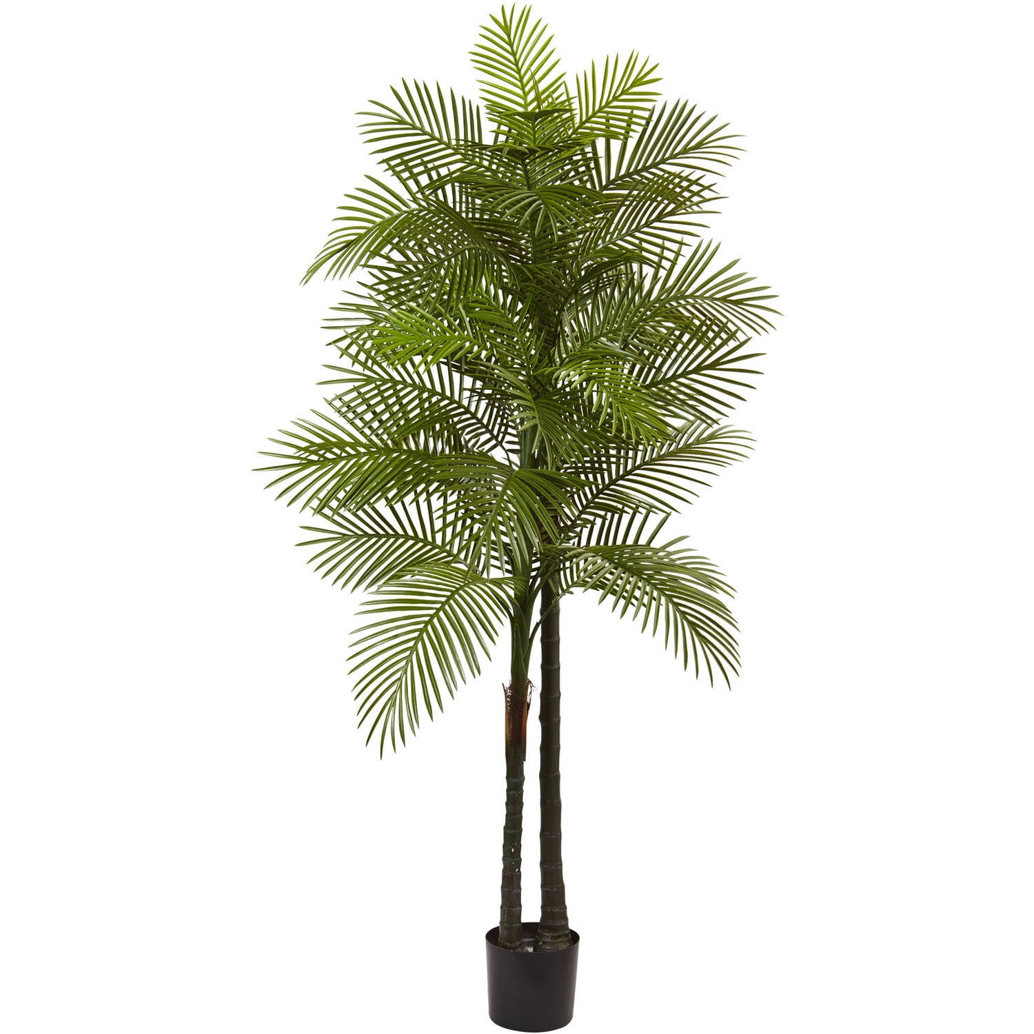 Nearly Natural 7ft. Double Robellini Palm Tree UV Resistant (Indoor ...