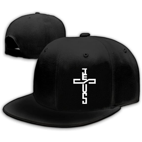 Jesus Christ Hats Mens Snapback Flat Bill Brim Hats for Men Snap Backpack Dad Life Jesus Christian Crosses Baseball Cap