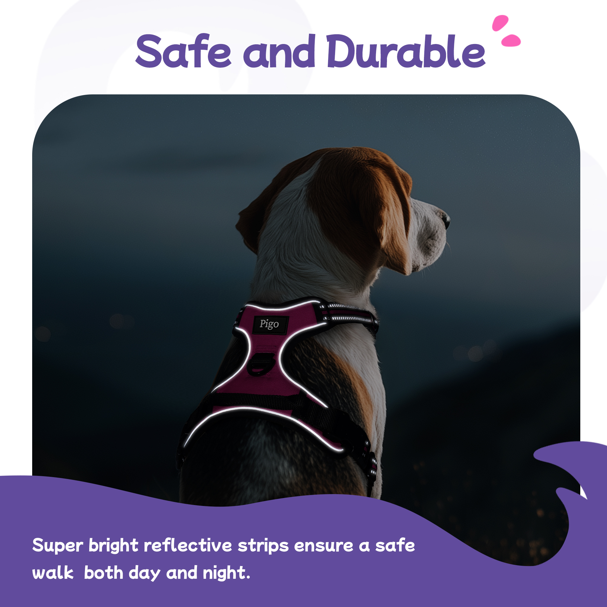 Pigo No Pull Dog Harness Large Hot Pink photo 8