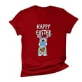 thumbnail image 3 of EQWLJWE Womens Plus Size Easter T Shirt Rabbits Wear A Mask Short Sleeve Cute Letter Print Casual Round Neck Blouse Basic Tops, 3 of 5