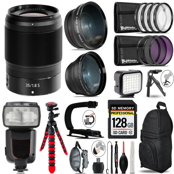 Nikon NIKKOR Z 35mm f/1.8 S Lens  LED Light   Tripod - 128GB Accessory Bundle (International Version)