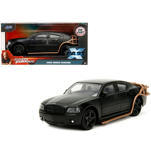 2006 Dodge Charger Matt Black with Outer Cage "Fast & Furious" Series 1/32 Diecast Model Car by Jada