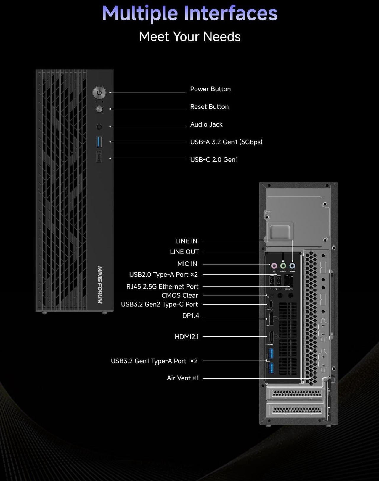 MINISFORUM 790S7 Mini Gaming PC AMD Ryzen9 7940HX Processor Barebone Computer Radeon 610M Graphics