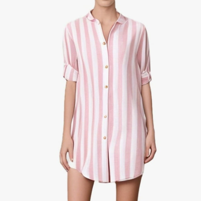 Soki Womens Plus Size Button Down Shirt Striped Casual Shirt Long Sleeve Fall Blouse Collared Office Work Blouses Tops