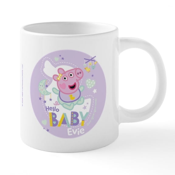 CafePress - Peppa Pig: Hello Baby Evie - 20 Oz White Ceramic Mega Mug