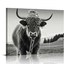 Nawypu highland cow wall art - beaufify wall decor environment - farmhouse cow picture print canvas artwork painting Highland Cattle with Long Horns gift wall art for bathroom, living room