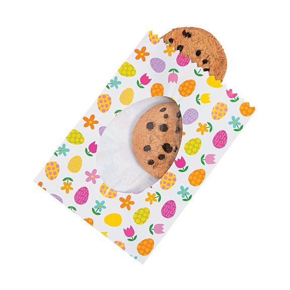 Fun Express Multi-color Easter Egg Shaped Cake Party Bags, 50 Count