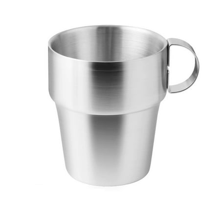 

Stainless Steel Cup 6.3/10.6oz Dual Layers Plain Metal Mug Cup Shatterproof Pint Tumblers For Cold Drinks 180/300ml NO. 5 Matte Thickened Handle 300ml (8.5x10.7x10cm)
