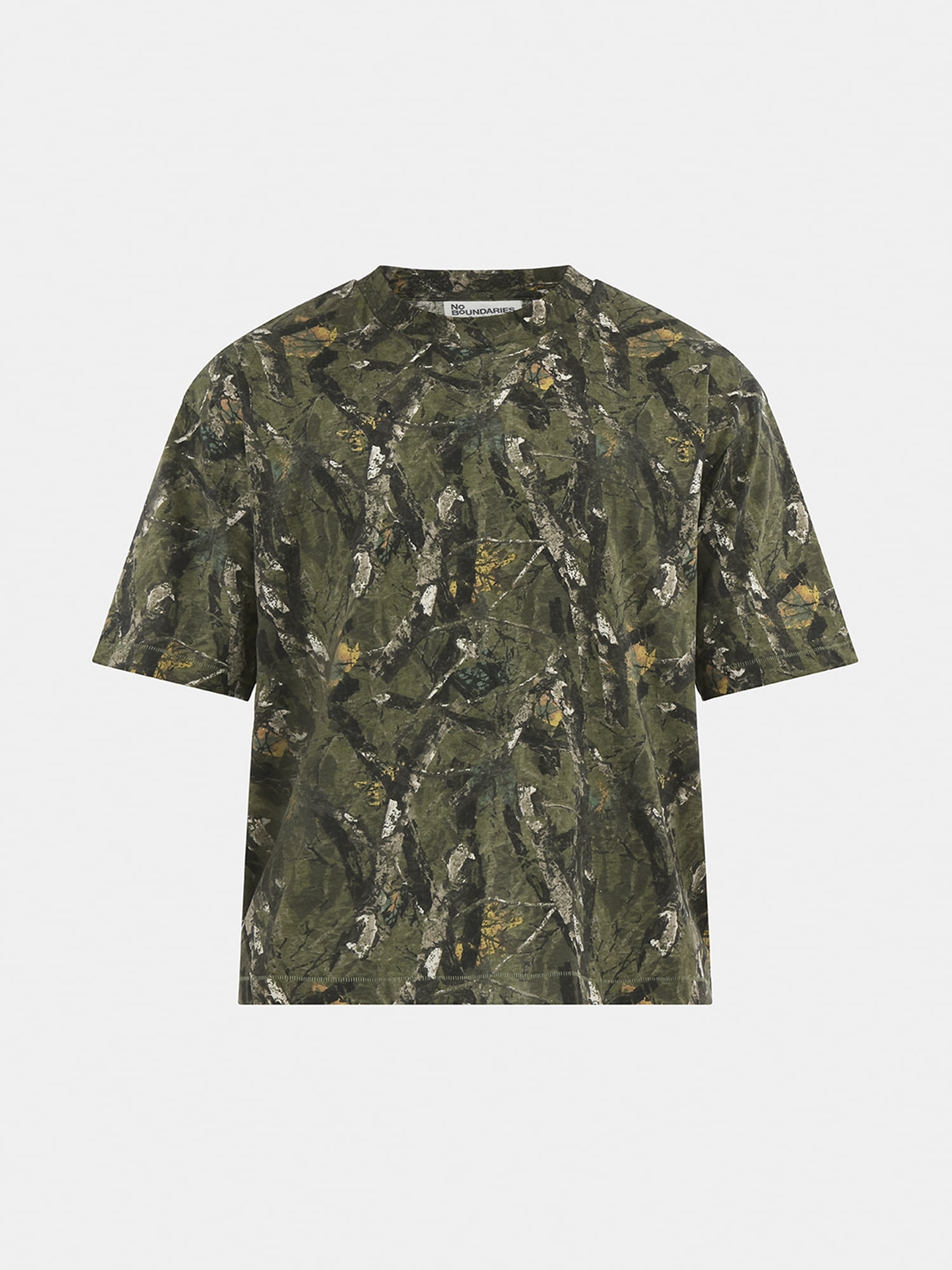 No Boundaries Cotton Oversized Cropped Tee with Short Sleeves, Men's and Big Men's XS-5XL