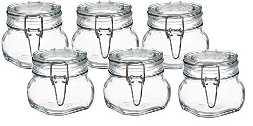 Pack of 2 0.75 Liter Bormioli Rocco Fido Clear Glass Jar with 85 mm Gasket 