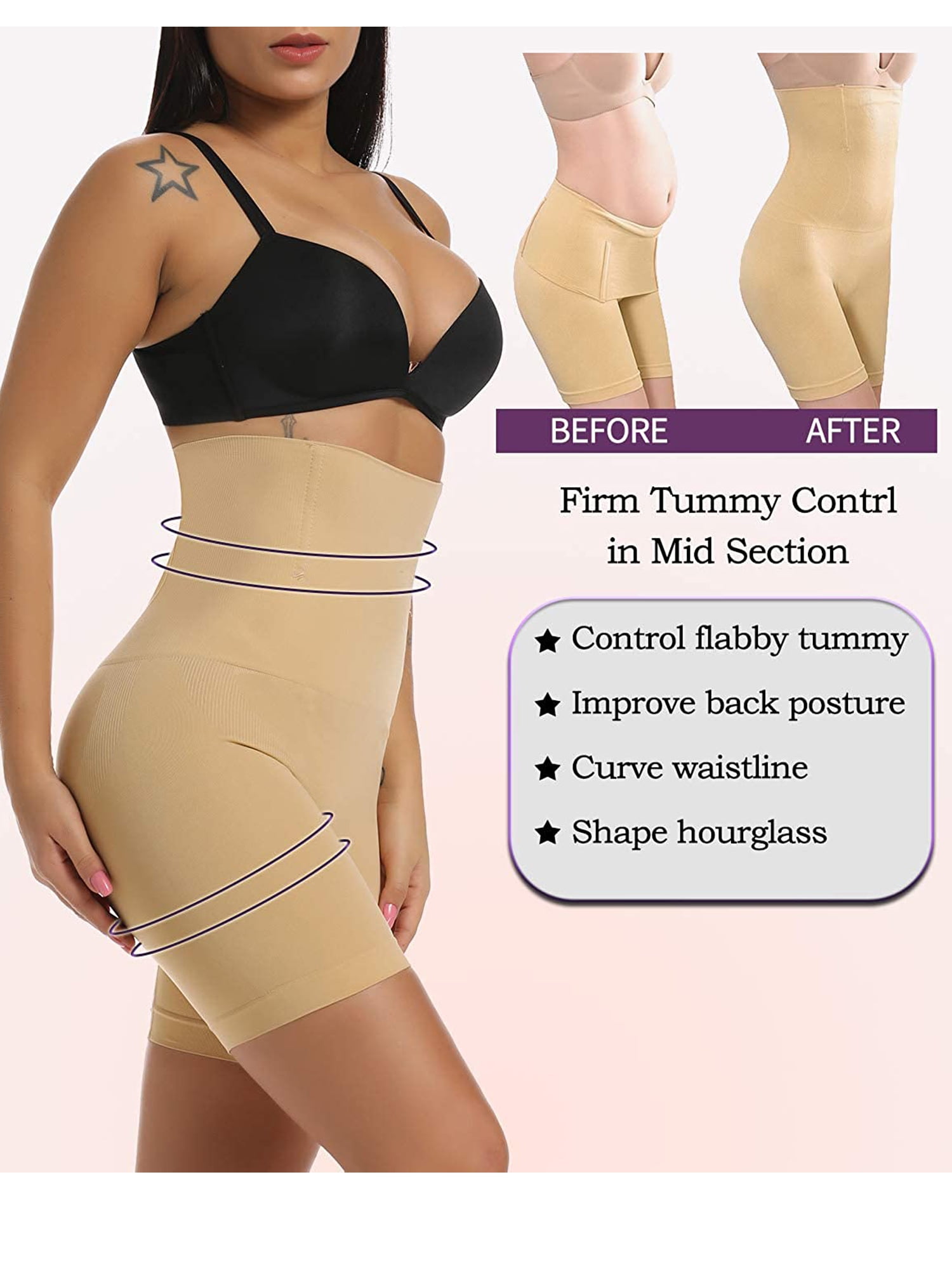  Luviee Shapewear for Women Tummy Control Shorts High Waisted  Body Shaper Panties Thigh Slimmer Underwear Beige : Clothing, Shoes &  Jewelry