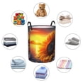 thumbnail image 4 of Balery Sunset Coast Sunflower Cesta de ropa redonda con asas, impermeable, independiente, para ropa, juguetes, dormitorio y familia-Small, 4 of 6