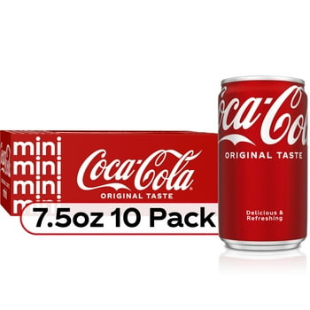 Coca-Cola Mini Soda Pop Soft Drink, 7.5 fl oz, 10 Pack Cans