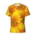thumbnail image 3 of Yiaed 3D Sunflowers Print Mens Short Sleeve Tight Fit T-Shirt, Crewneck Casual Tee-Large, 3 of 5