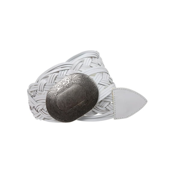 2 1/4" Wide Braided Oval Disc Leather Belt