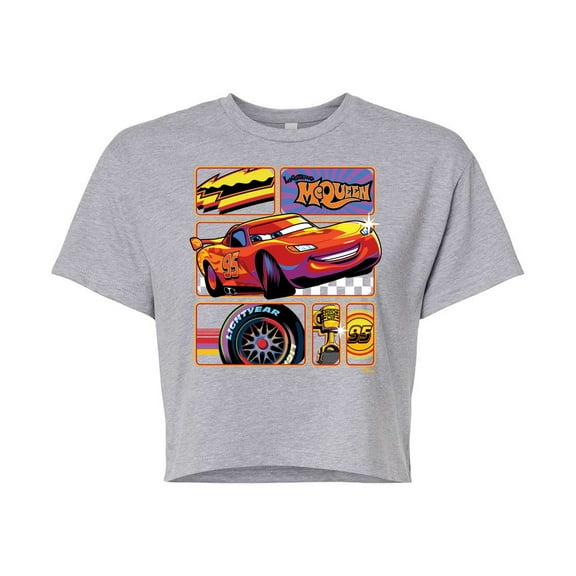 Disney Cars - Lightning McQueen Best Trophies - Juniors Cropped Cotton Blend T-Shirt