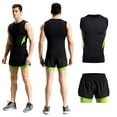 thumbnail image 2 of para Hombre, Camiseta de , Chaleco Sin , Camiseta con Pantalones Cortos, Conjunto de Mallas, ropa para deportiva Libre, Tra 3XL Fluo Green Black, 2 of 9