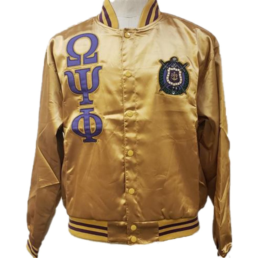 Omega Psi Phi Fraternity Gold Satin Varsity Jacket Medium To 6Xl Walmart