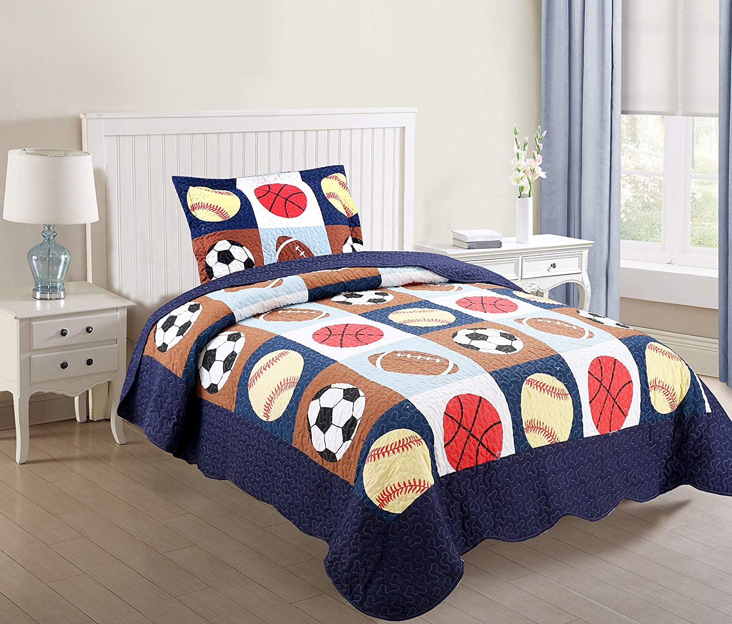 2pcs Kids Quilt Bedspread Comforter Set Throw Blanket for Boys Girls Elephant 