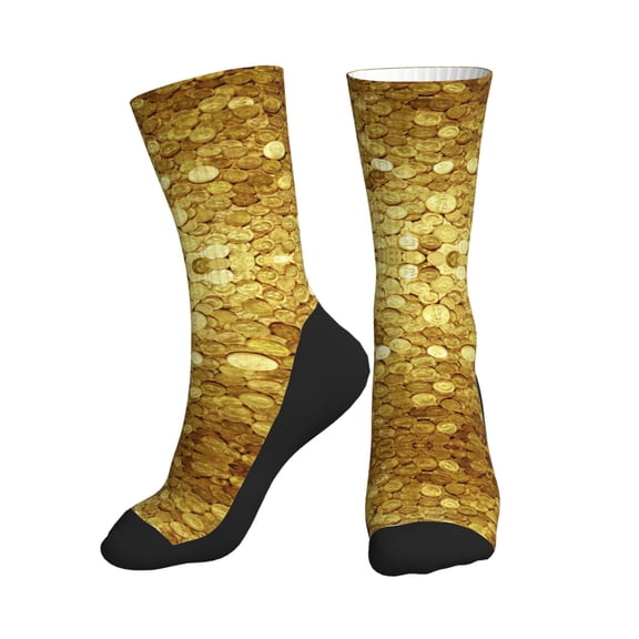 Men Women Gold Coins Amazing Funny Novelty Mid-Crew Socks
