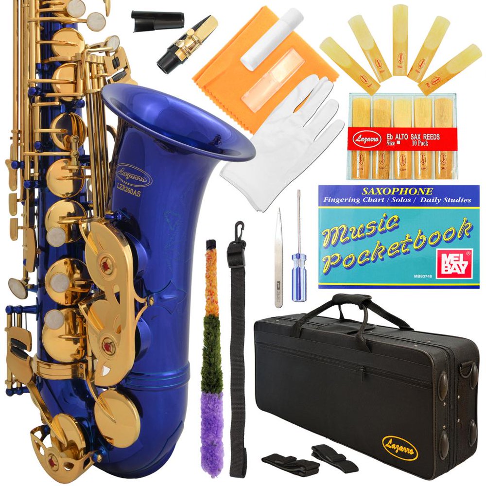 Lazarro® Professional Royal BlueGold Keys Eb E Flat Alto Saxophone Sax