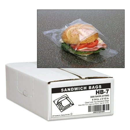 Jumbo Mallet Bag Handi-Bag Jumbo Sandwich Bags, Fold Lock, 5 1/2 x 6 1/4, 0.7mil, Clear, 3000/Carton ()