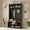 Black, variant on SENYUM Upgrade Farmhouse Hall Tree with Bench, Entryway Coat Rack & Shoe Storage Cabinet with 5 Hooks, 71" Tall Mudroom Furniture with Adjustable Shelves for Hallway, Foyer, Rustic