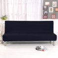 thumbnail image 3 of Solid color armless sofa bed cover polyester spandex stretch futon protective cover protector 3-seater elastic fully foldable couch sofa shield for folding couch without armrests (black), 3 of 7