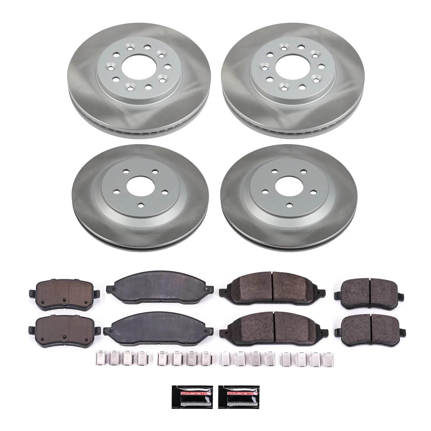 PowerStop Front and Rear Semi-Coated Rotor and Low-Dust Ceramic Brake Pad Kit SC2828