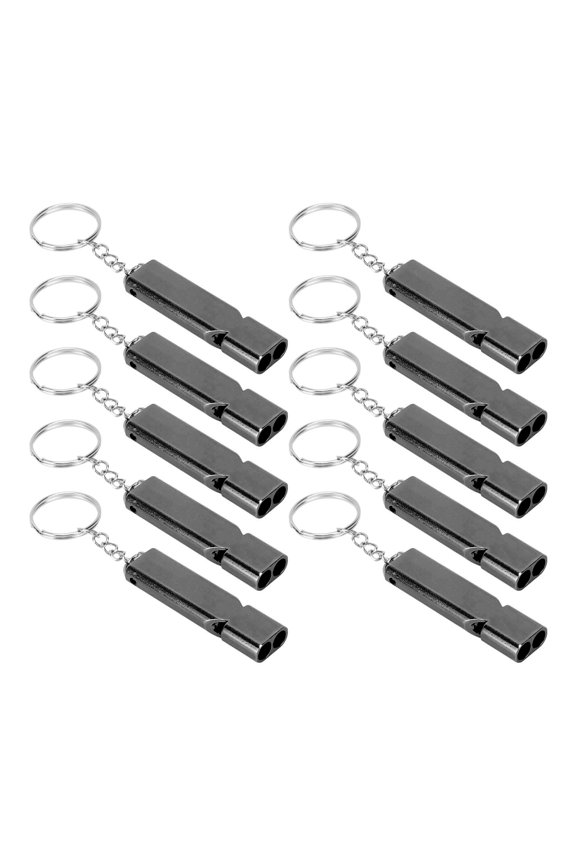 Aluminum Alloy Keychain Whistle, Double Tube Emergency Whistle 10Pcs For Hiking For Boating