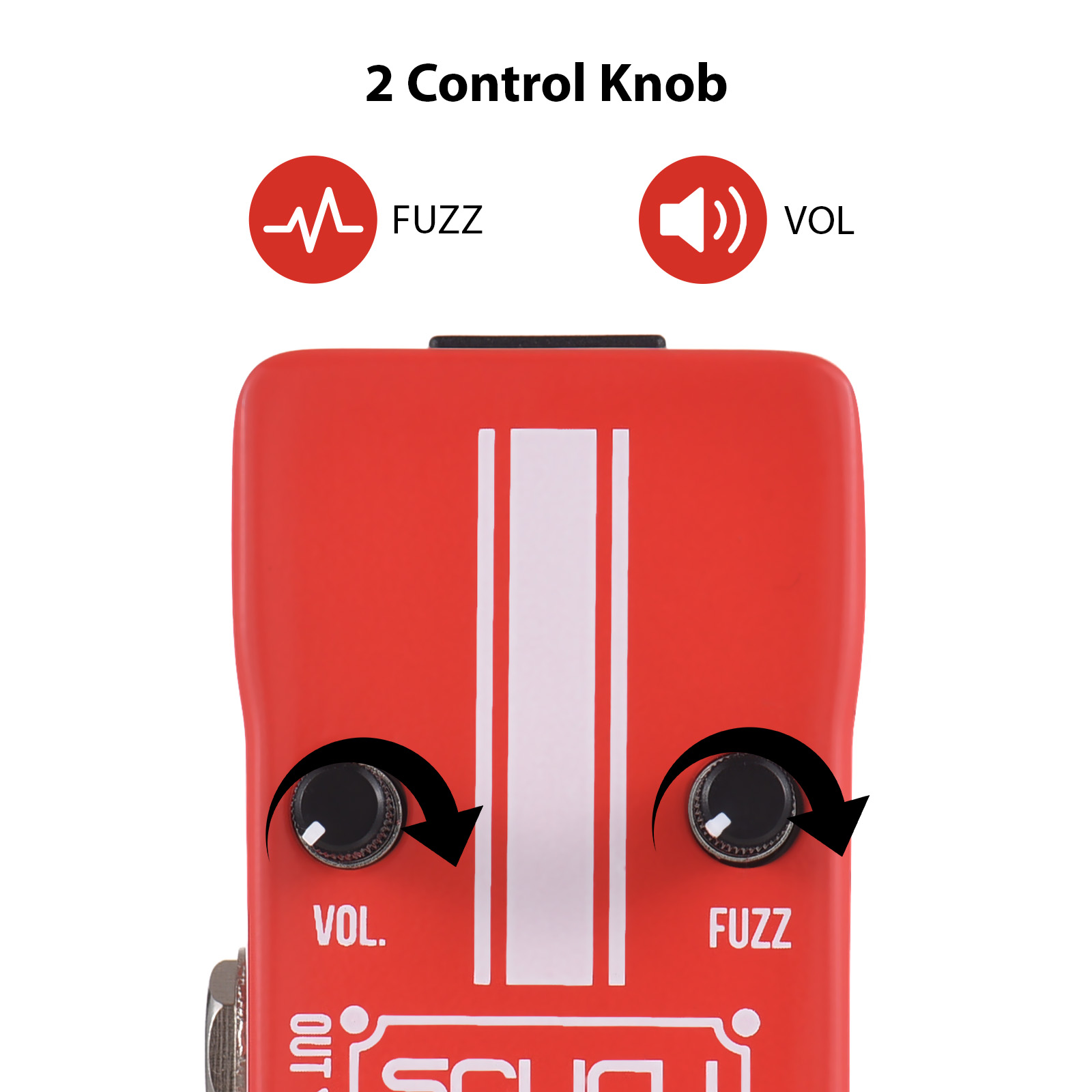 Guitar Fuzz Effects Pedal VOL/FUZZ Versatile Sound DC 9V 6.35mm Input/Output Interface Mini Electric Guitar Fuzz Effector with True Bypass