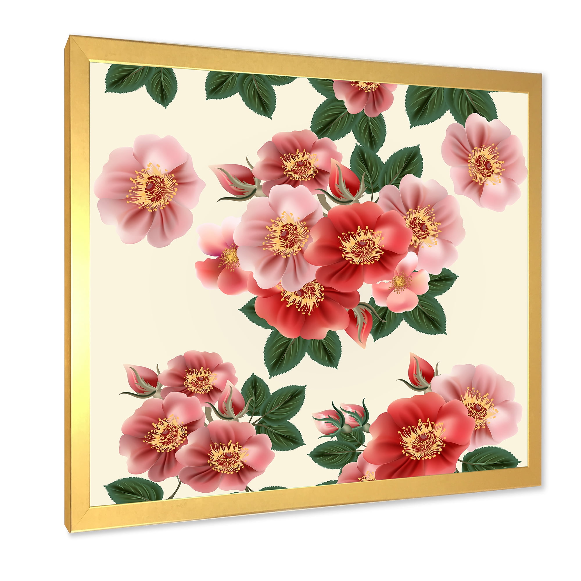 Designart 'Ancient Red Roses' Traditional Framed Art Print